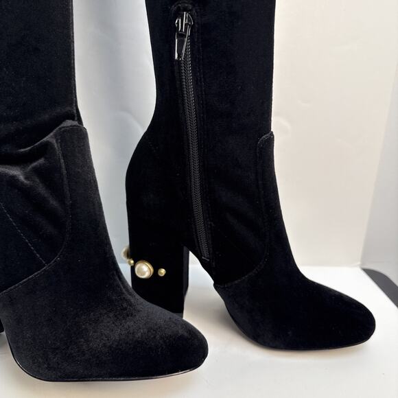 Ivanka Trump Velvet Tamir Tall Black Boots Zip size 6 NWOB - Picture 4 of 12